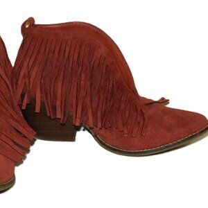 Free People x Coconuts by Matisse Lambert Fringe Suede Leather Booties Size 10M